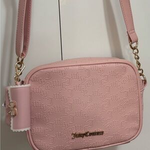 Juicy Couture Camera Crossbody Pink Bag & Bath Body Pink Hand Sanitizer Holder